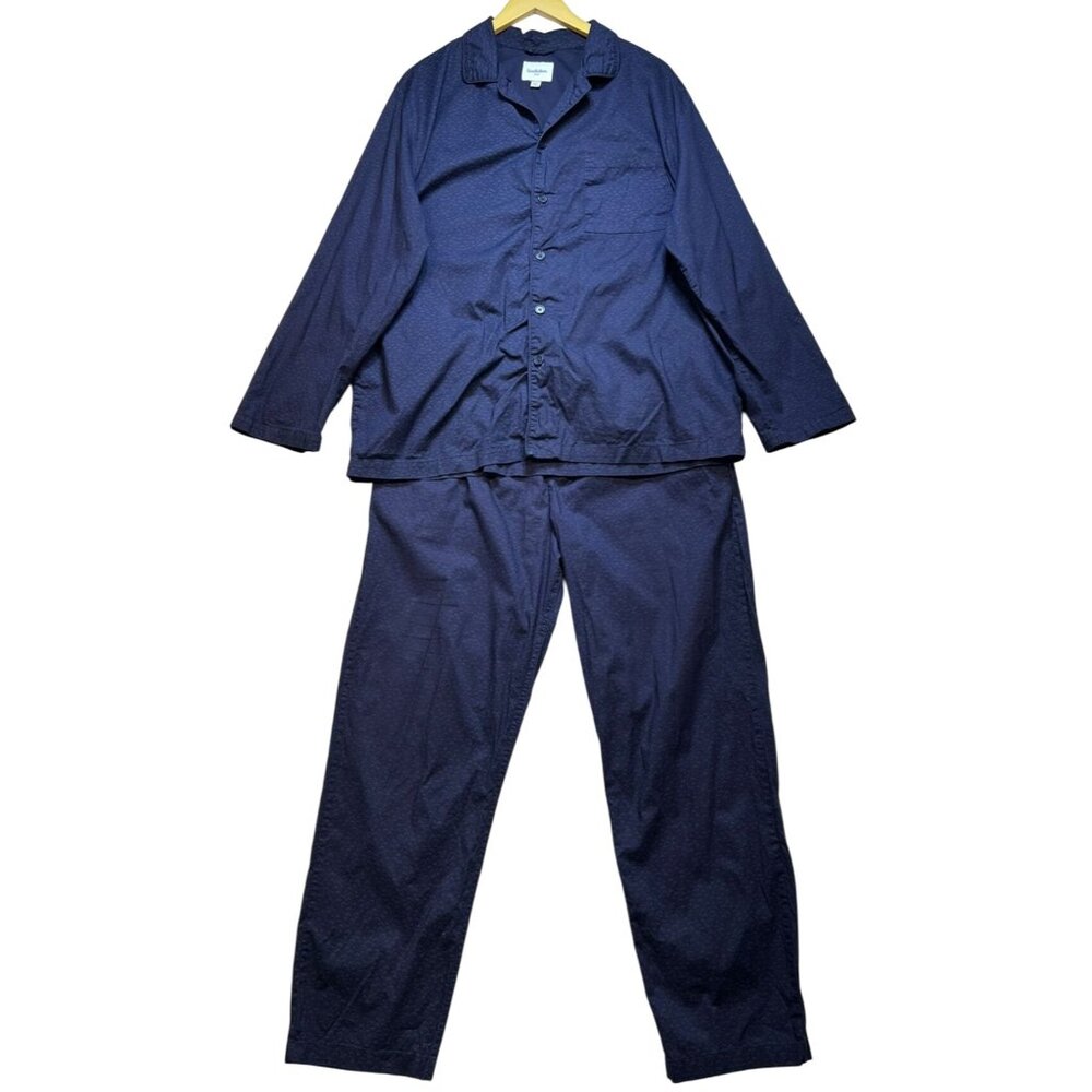 Goodfellow & Co Men's 2 Pcs Pajama Set Button Front Shirt Long Sleeve Sz XL Blue